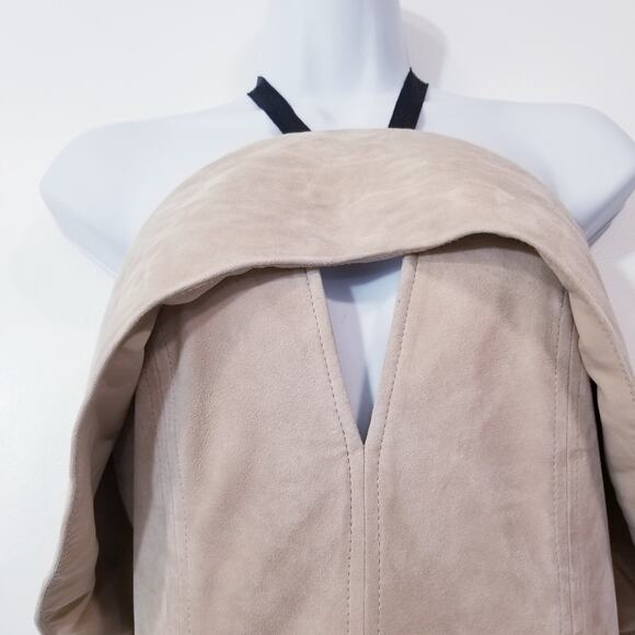 RARE Alexis 100% Genuine Leather Suede Belted Halter Dress with Side pockets - Picture 5 of 16